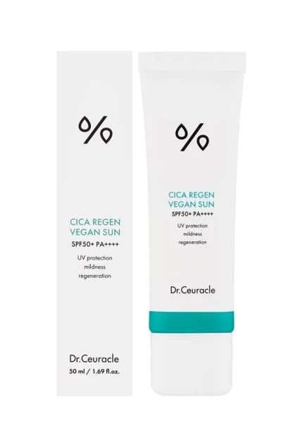 Солнцезащитный веганский крем с центеллой |50 ml| Dr. Ceuracle Cica Regen Vegan Sun SPF 50+ PA++++