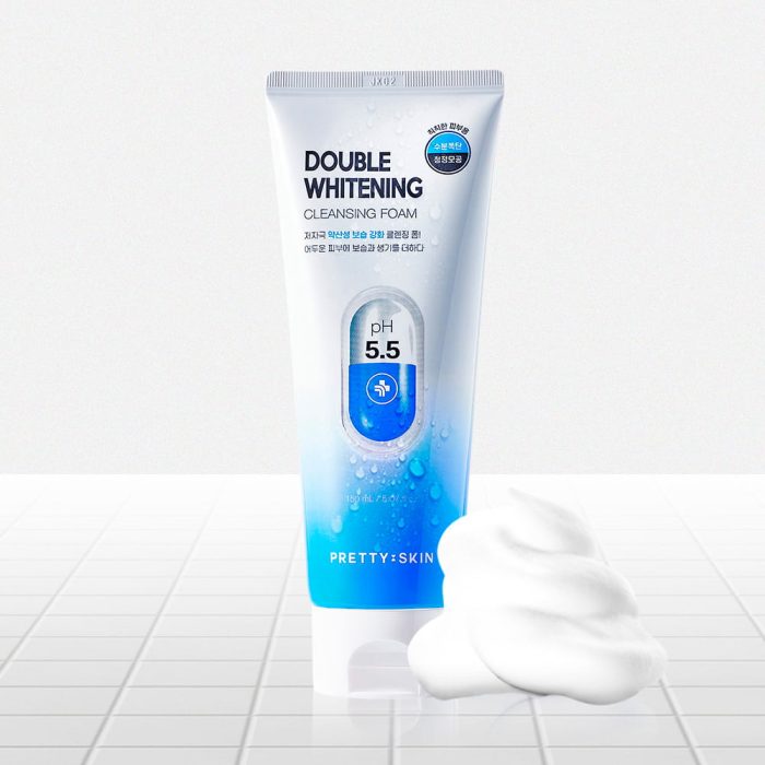 Увлажняющая пенка для глубокого очищения кожи Prettyskin Double Whitening