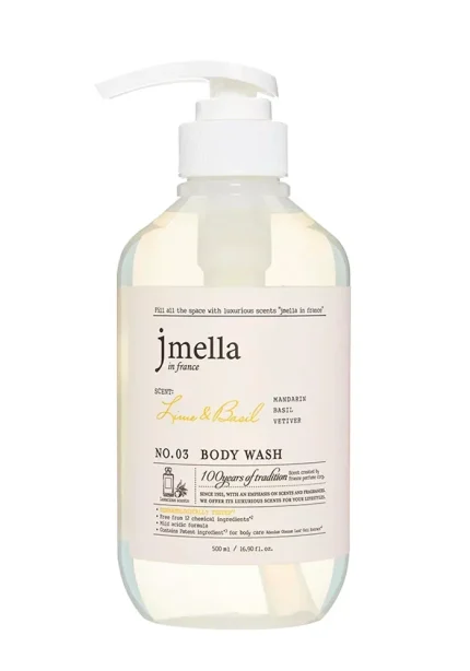 Слабокислотный парфюмированный гель для душа "Лайм-базилик" |500 ml| JMELLA In France LIME & BASIL NO.03 Body Wash