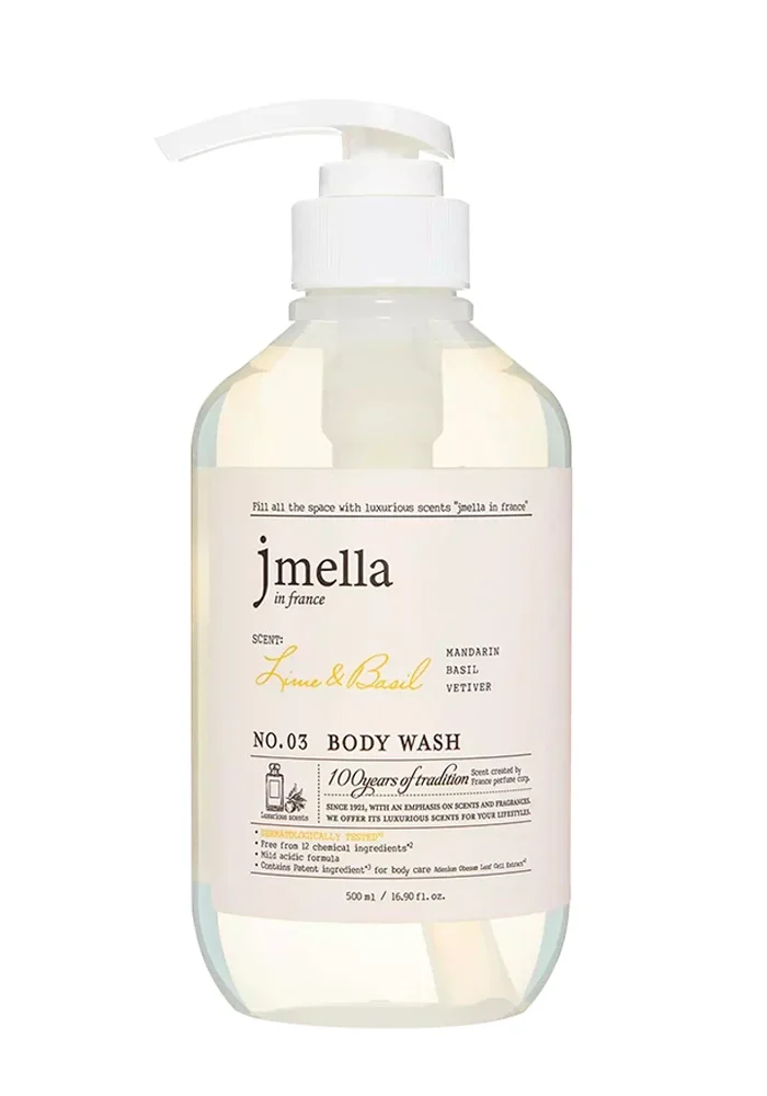 JMELLA_IN_FRANCE_LIME&BASIL_BODY_WASH_01_procosmetics_by Слабокислотный парфюмированный гель для душа "Лайм-базилик" |500 ml| JMELLA In France LIME & BASIL NO.03 Body Wash