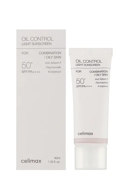 Лёгкий солнцезащитный крем для жирной кожи |40 ml| Celimax Oil Control Light Sunscreen SPF50+ PA++++
