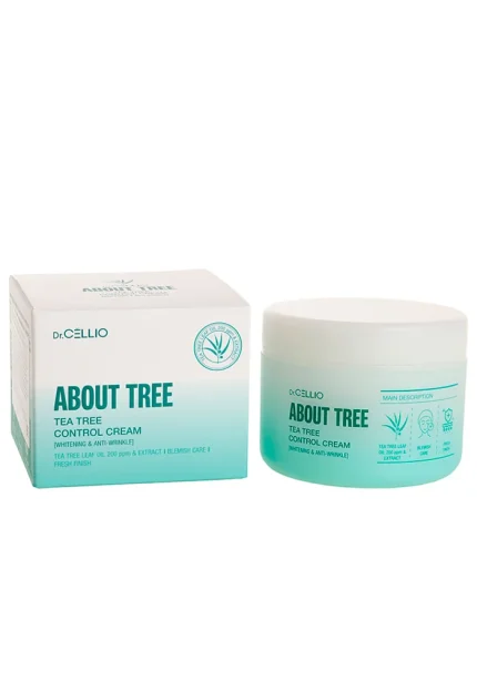 Крем для лица с чайным деревом |90 ml| Dr.CELLIO About Tree TeaTree Control Cream Whitening & Anti-Wrinkle